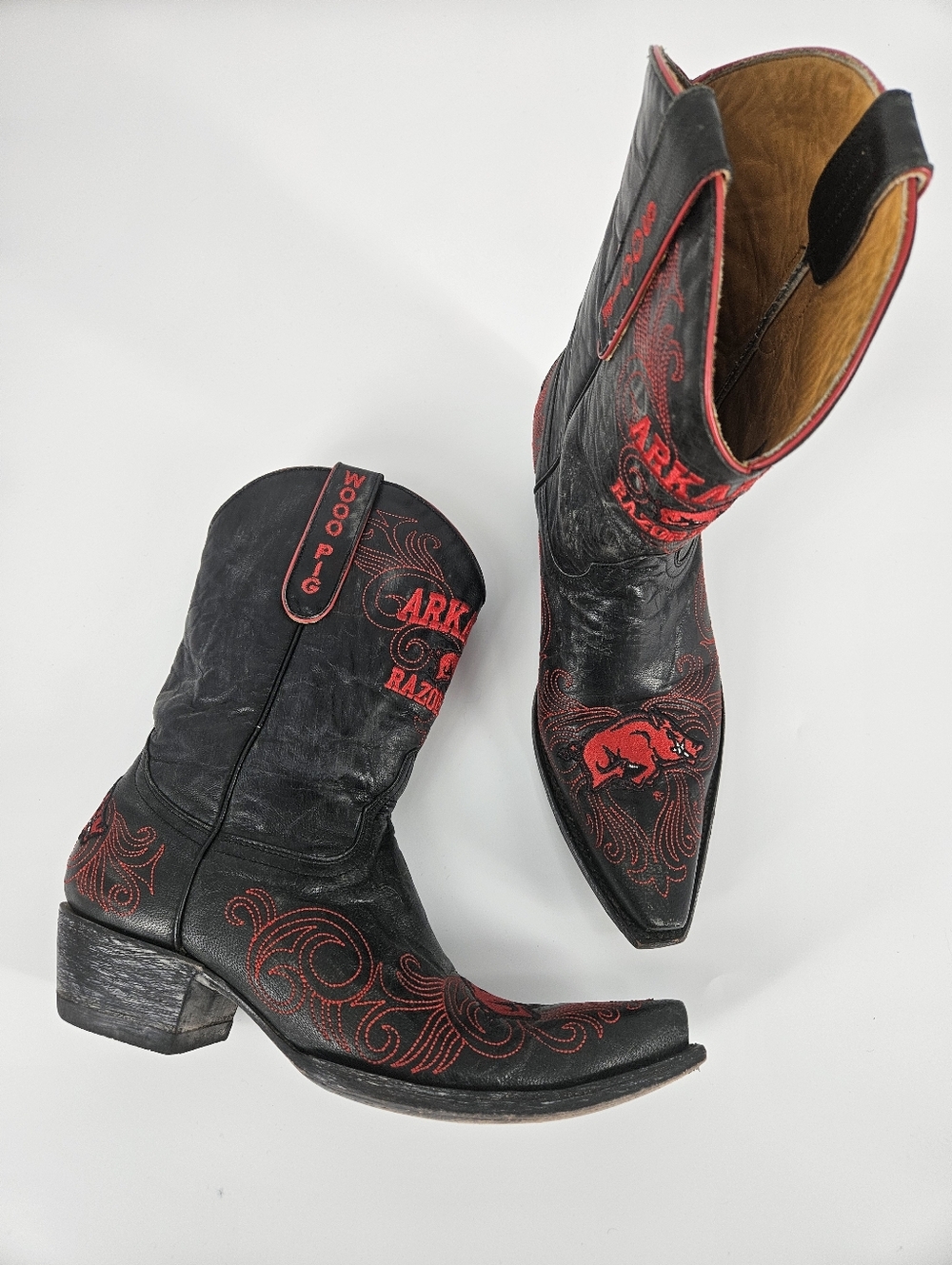 Gameday Boots Black and Red Arkansas Razorbacks 10 Inch Cowboy Boots Size 9